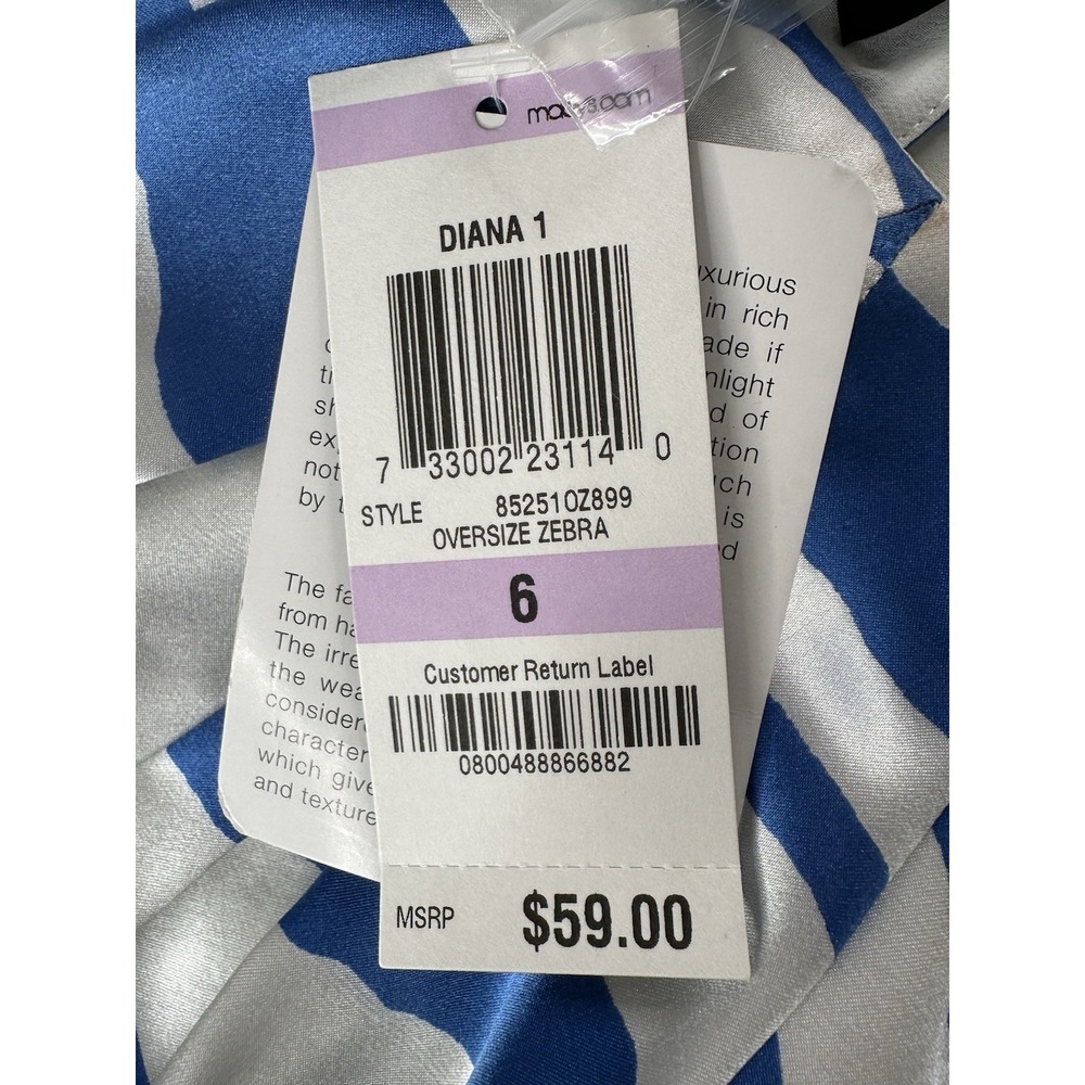 NEW! INC 100% Silk Halter Top/Blouse- Blue/White Tiger/Zebra Stripe‎ 6 NWT - Picture 13 of 14